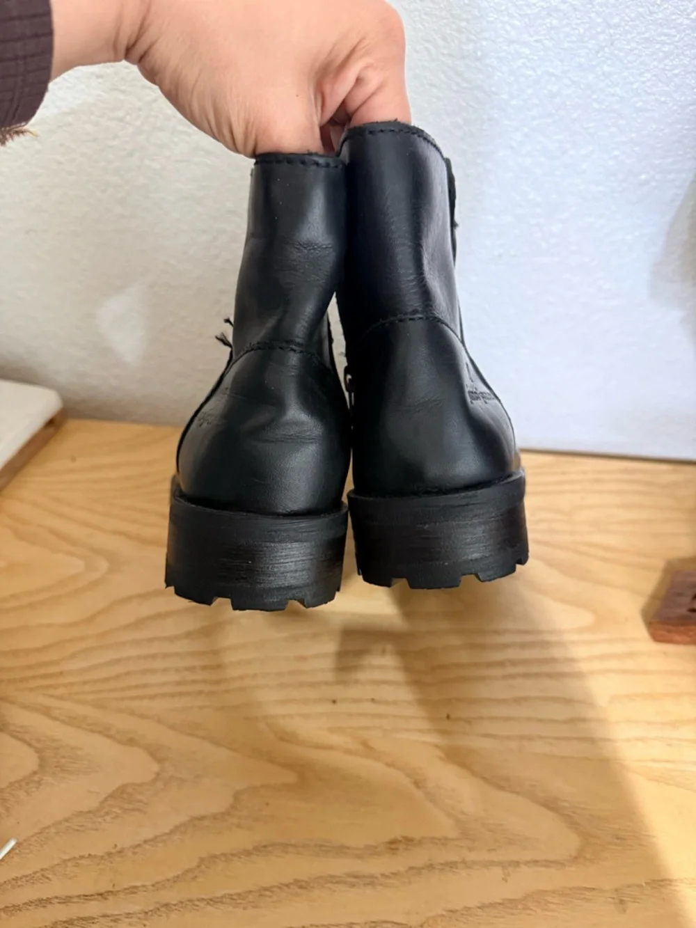 ME Makeover Essentials Black Leather Chukka Zip Boots with Lug Sole steel toe